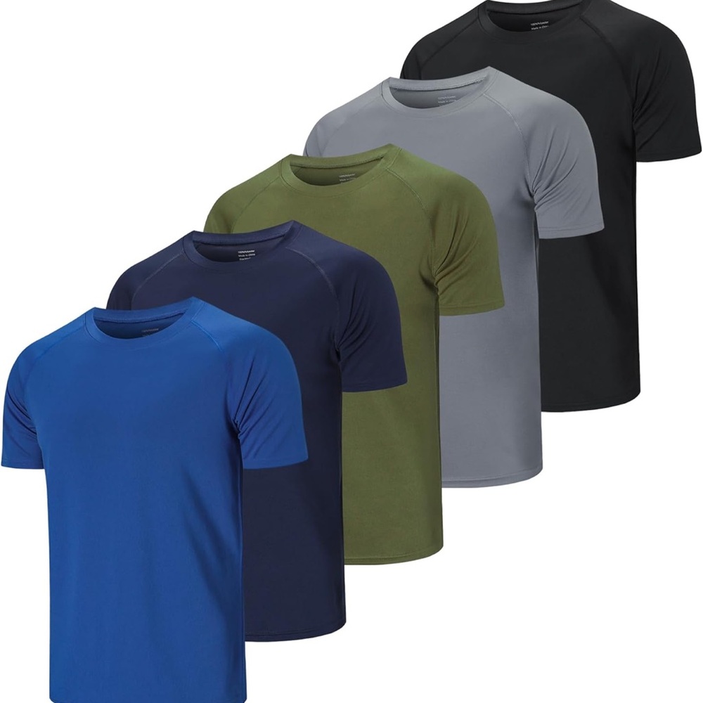 Men's Multi-Pack 4 out of 5 Crew Neck T-Shirts - Black, Gray, Blue, Green